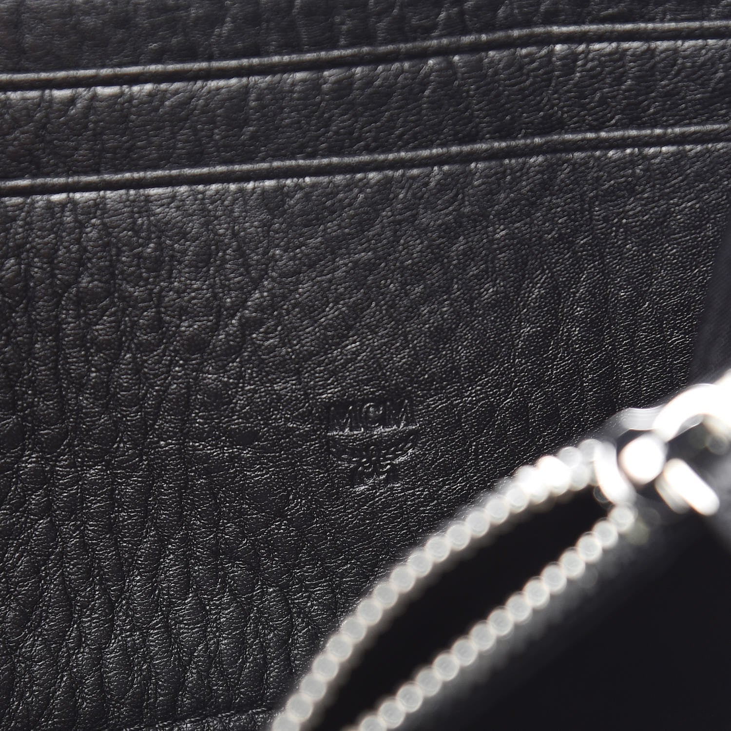 MCM Calfskin Ottomar Monogram Klara Zip Wallet Black 6 of 9