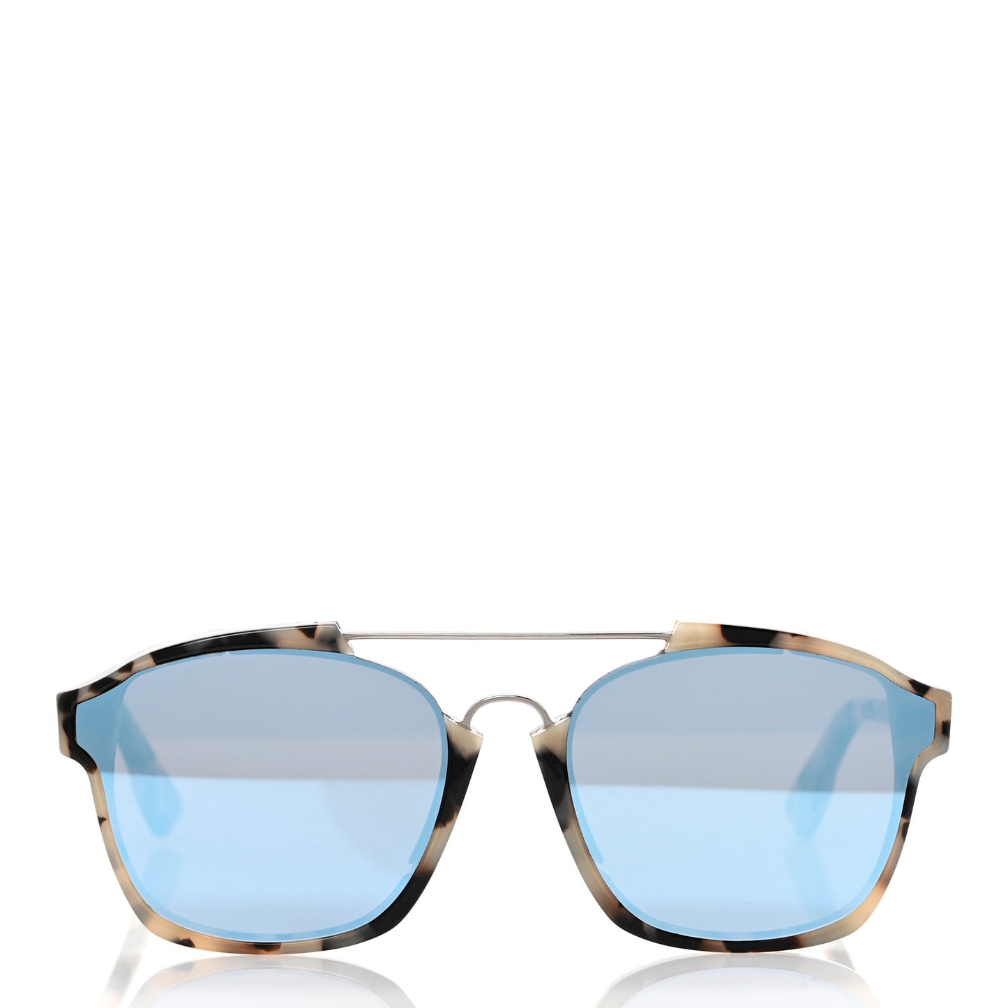 Abstract Square Mirrored Sunglasses Spotted Havana Blue
