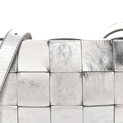 Bottega Veneta Metallic Lambskin Maxi Intrecciato Cassette Crossbody Bag Silver 7 of 9