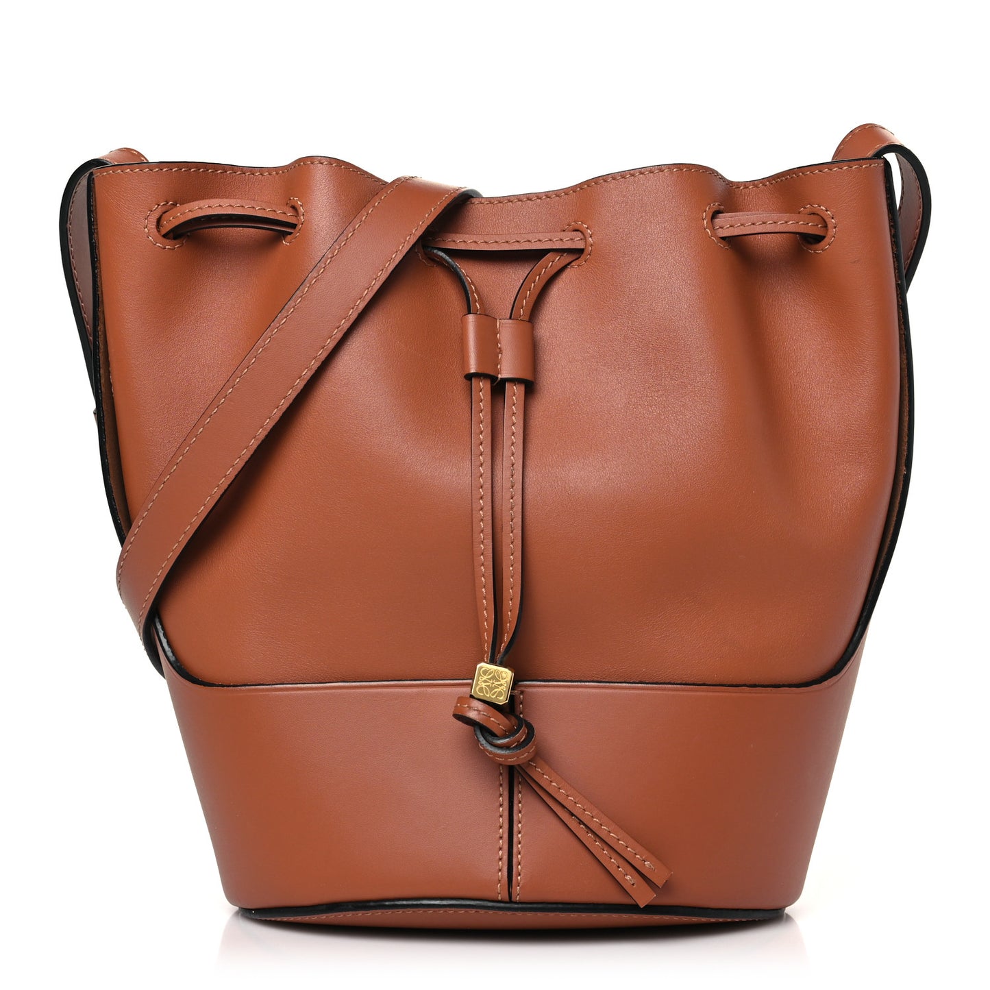 Calfskin Balloon Bucket Bag Tan