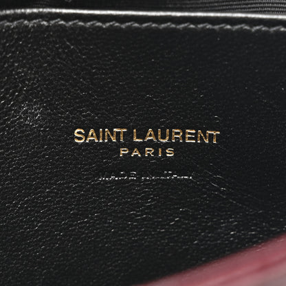 Saint Laurent Shiny Calfskin Matelasse Chevron Monogram Mini College Bag Deep Hot Wine 6 of 10