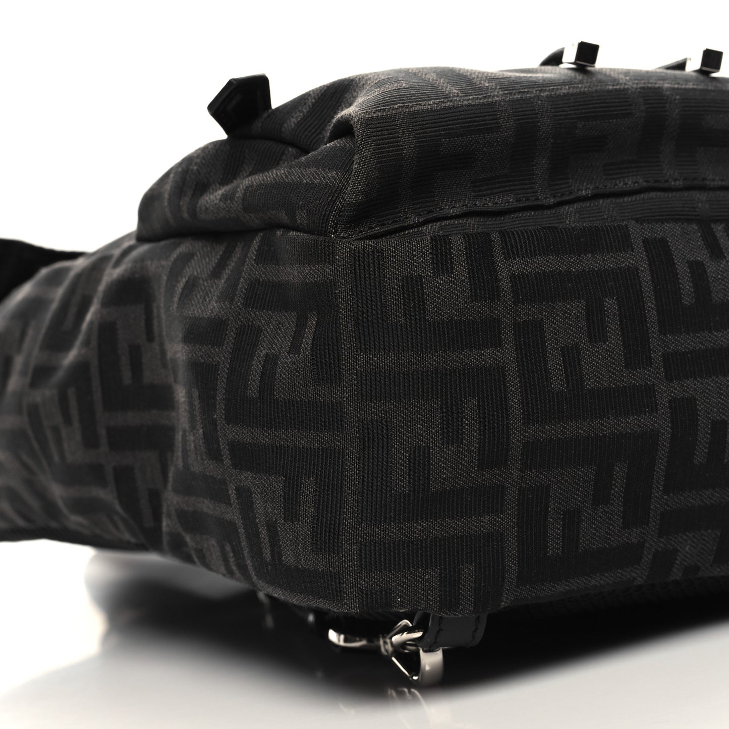 Recycled Fabric Jacquard Vitello Astro FF 1974 Small Fendiness Backpack Asfalto Black