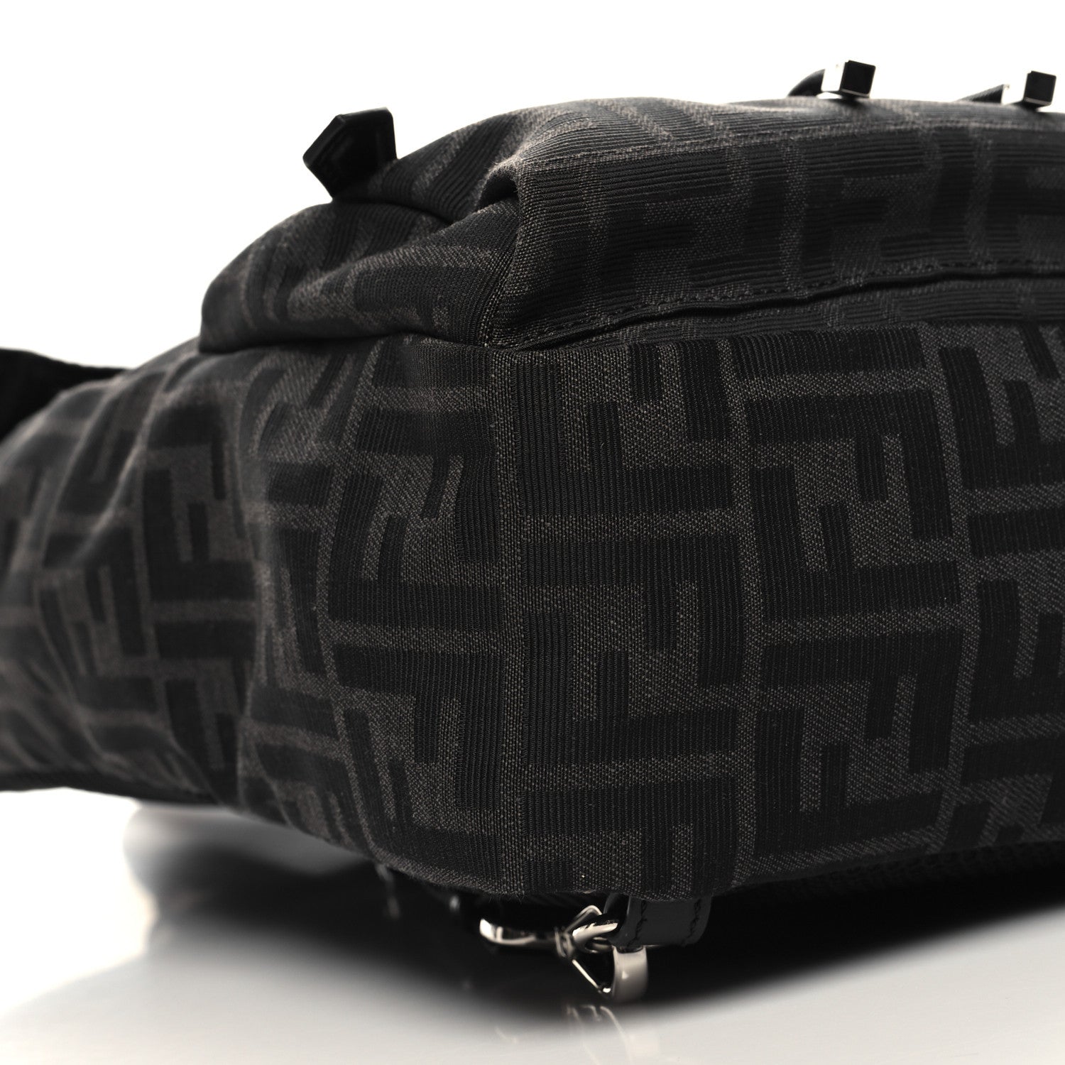 Fendi Recycled Fabric Jacquard Vitello Astro FF 1974 Small Fendiness Backpack Asfalto Black 9 of 10
