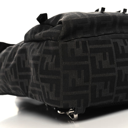 Fendi Recycled Fabric Jacquard Vitello Astro FF 1974 Small Fendiness Backpack Asfalto Black 9 of 10