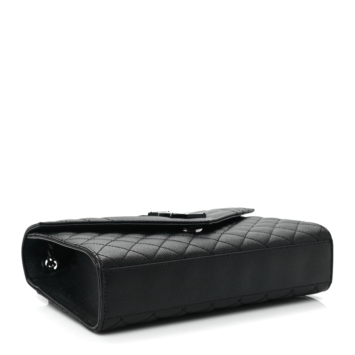 Saint Laurent Grain De Poudre Textured Mixed Matelasse Triquilt Medium Monogram Satchel Black 4 of 8
