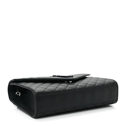Saint Laurent Grain De Poudre Textured Mixed Matelasse Triquilt Medium Monogram Satchel Black 4 of 8