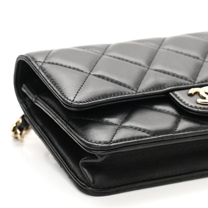 Chanel Lambskin Resin Bi-Color Quilted Wallet On Chain WOC Black 9 of 11
