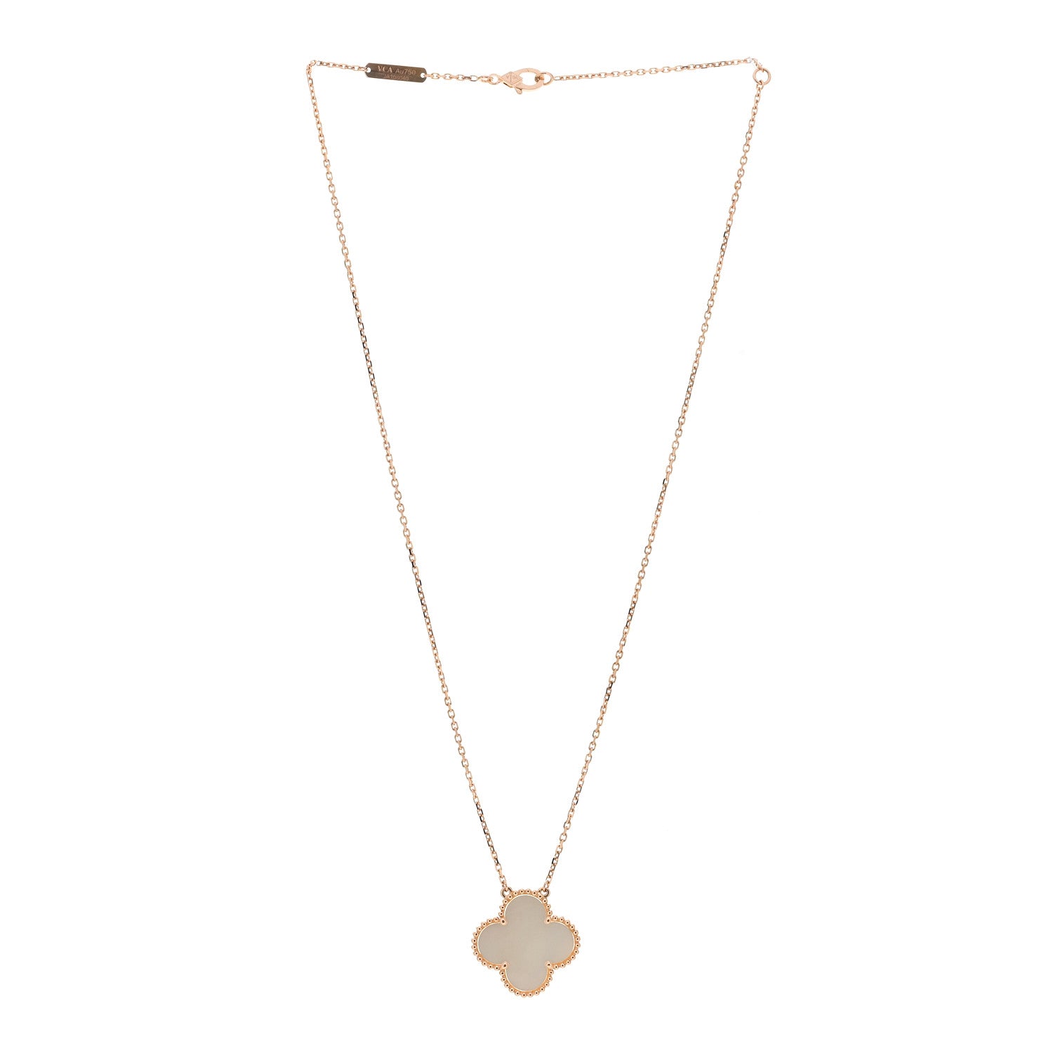 Van Cleef & Arpels 18K Rose Gold Mother of Pearl "Edition Ginza" Magic Alhambra Pendant Necklace 3 of 6