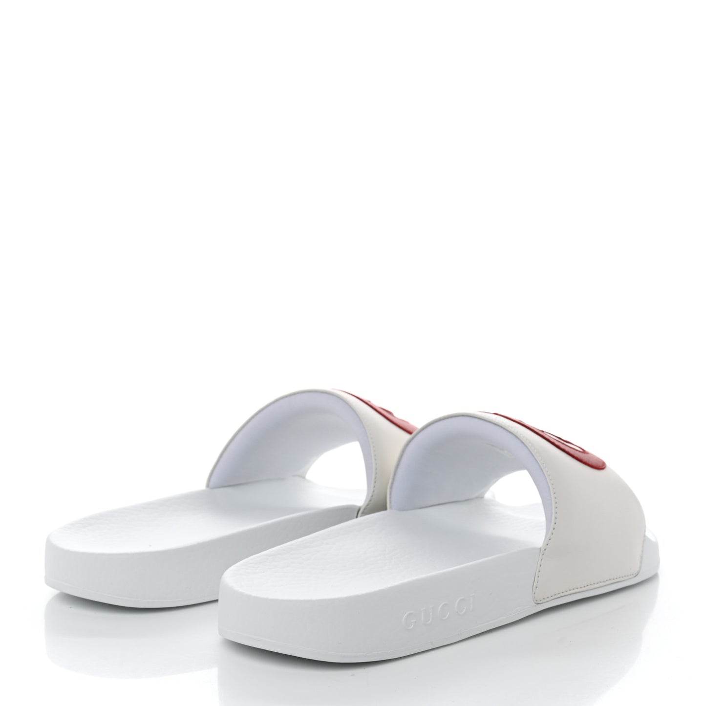 Nappa Miro Soft Calfskin Interlocking G Mens Slide Sandals 9 Great White Hibiscus Red