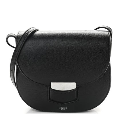 Celine Shiny Textured Calfskin Small Trotteur Black 1 of 8