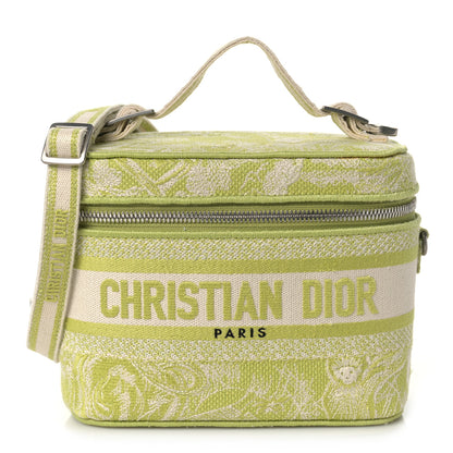 Christian Dior Canvas Embroidered Toile De Jouy Small Travel Vanity Case Green 1 of 7