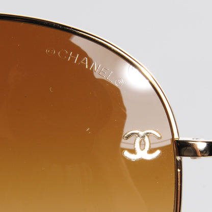 Chanel Lambskin CC Aviator Sunglasses 4189-T-Q Gold 8 of 10