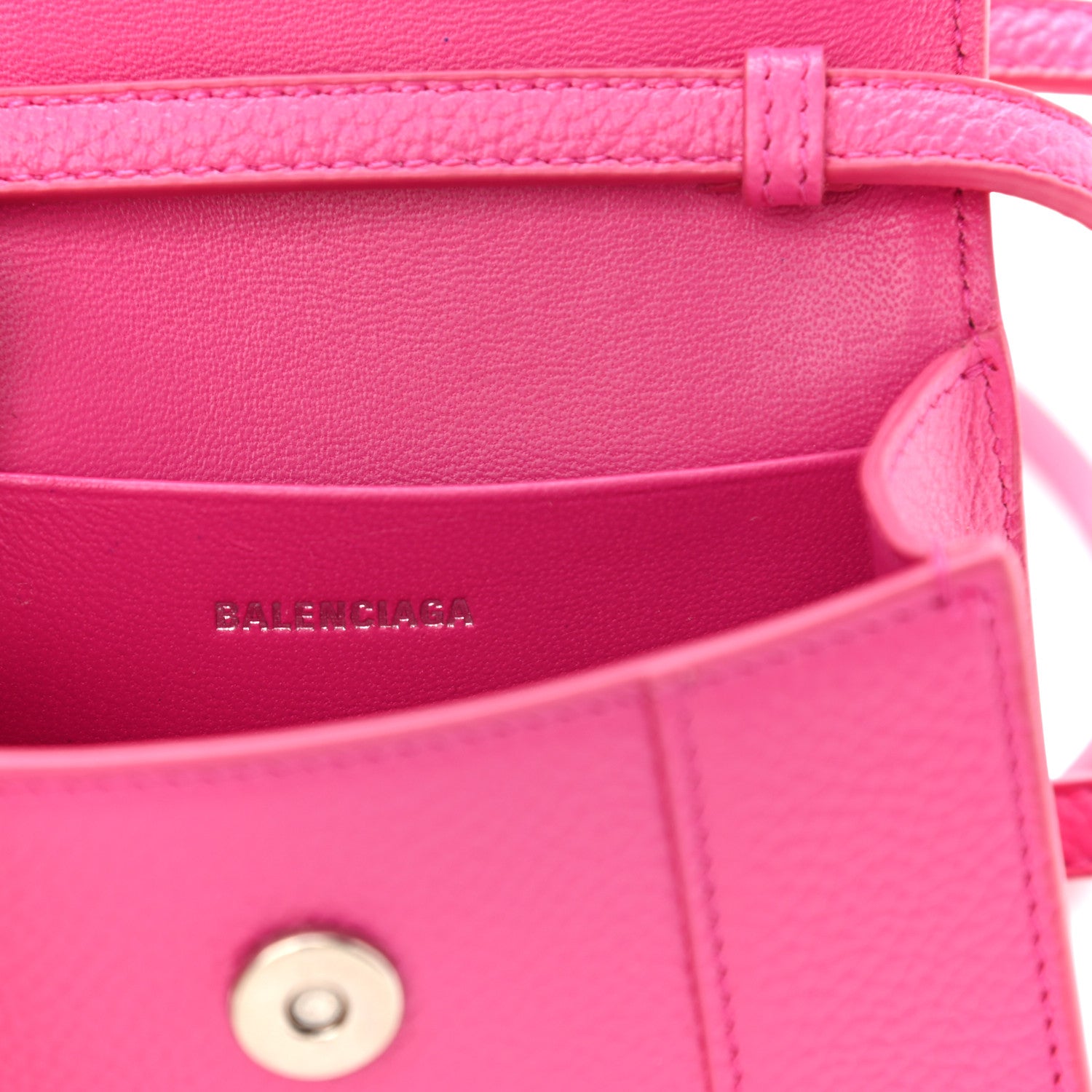 Balenciaga Grained Calfskin Tonal B Hourglass Top Handle Bag Mini Fuchsia 6 of 10