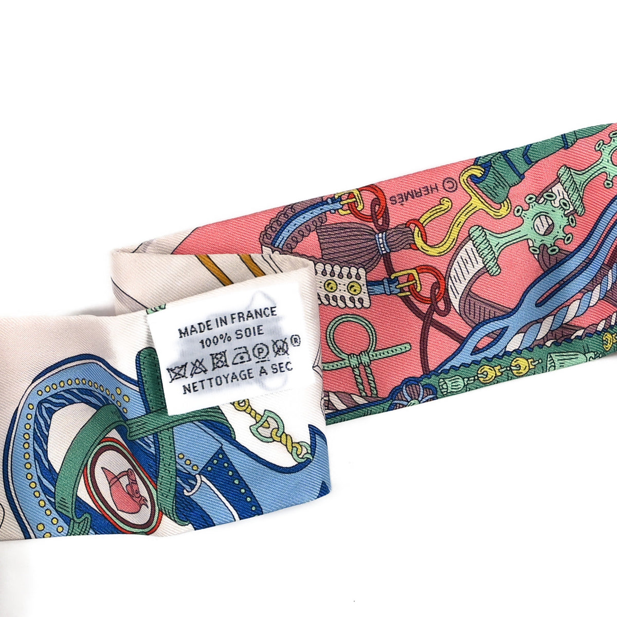 Hermes Silk Bouquets Selliers Twilly Rose Bleu Rouge Multi 3 of 3