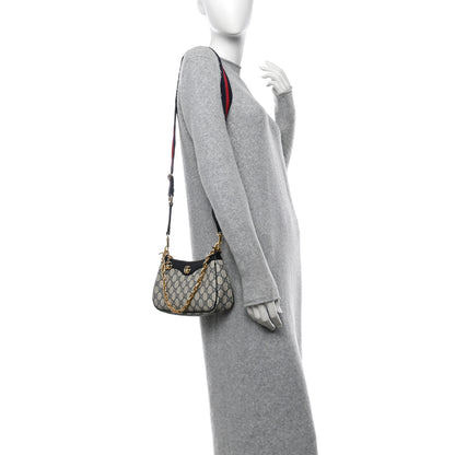 Gucci GG Supreme Monogram Textured Dollar Calfskin Web Small Ophidia GG Handbag Beige Blue 2 of 10