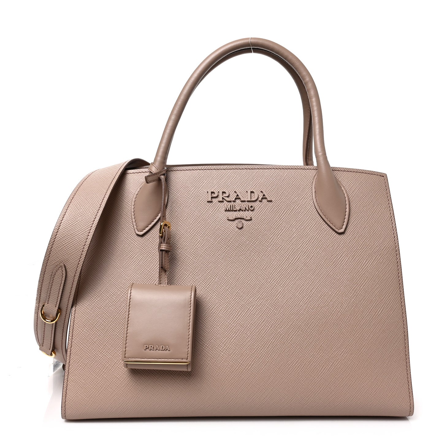 Saffiano Cuir Calfskin Medium Monochrome Top Handle Tote Cipria