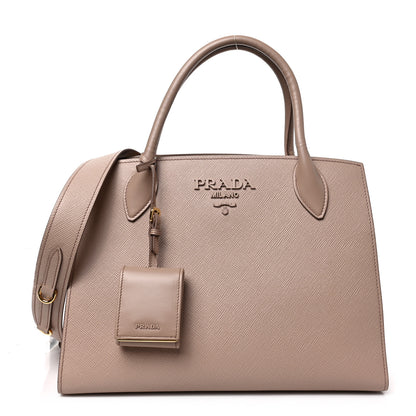 Prada Saffiano Cuir Calfskin Medium Monochrome Top Handle Tote Cipria 1 of 8