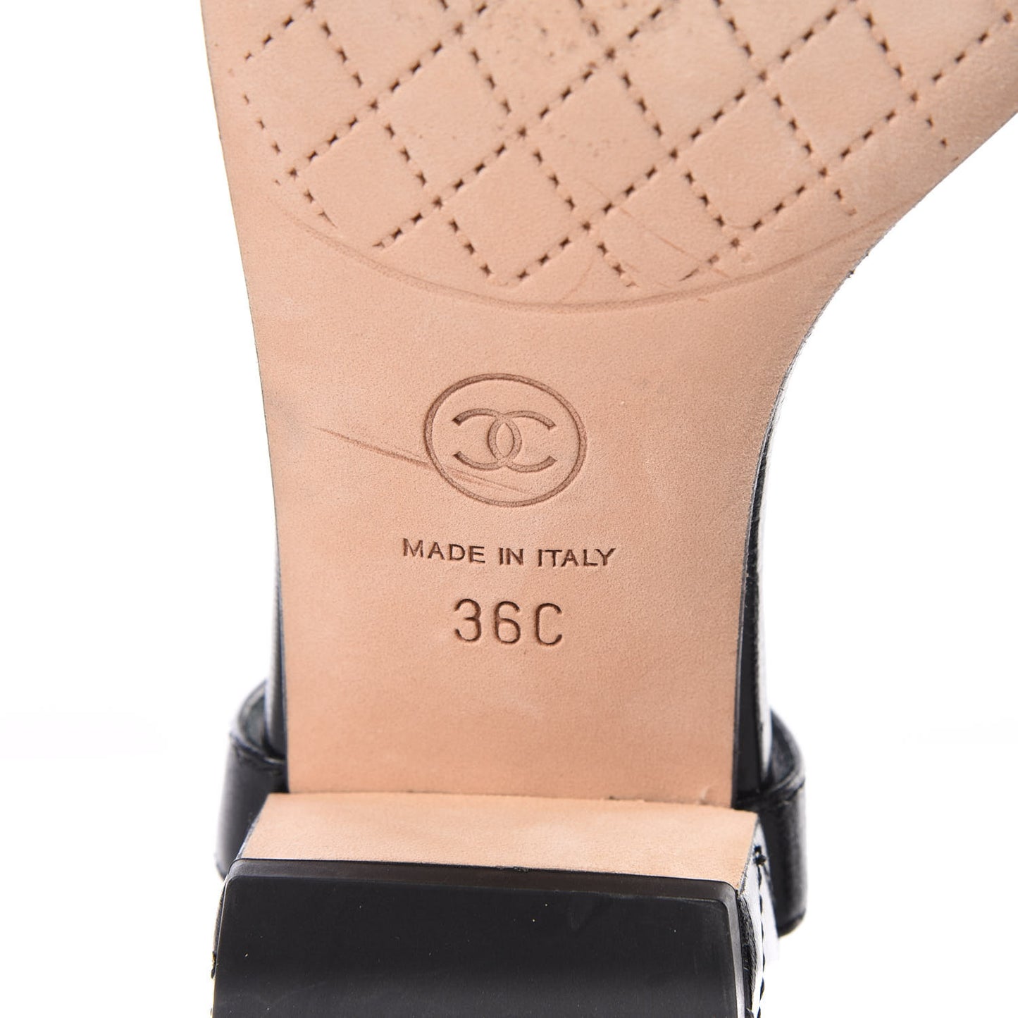 Lambskin Chain CC Logo Thong Sandals 36 Black