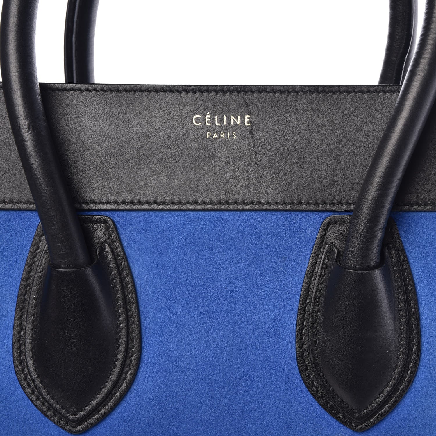 Celine Nubuck Calfskin Suede Mini Tri-Color Luggage Bright Blue 11 of 18