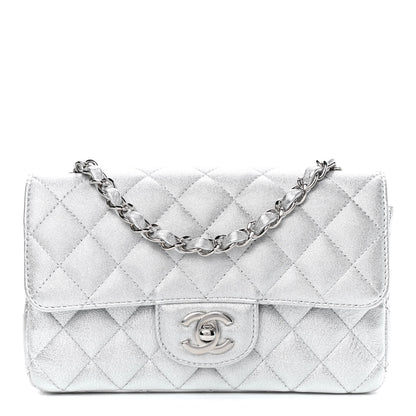 Chanel Metallic Lambskin Quilted Mini Rectangular Flap Silver 1 of 9
