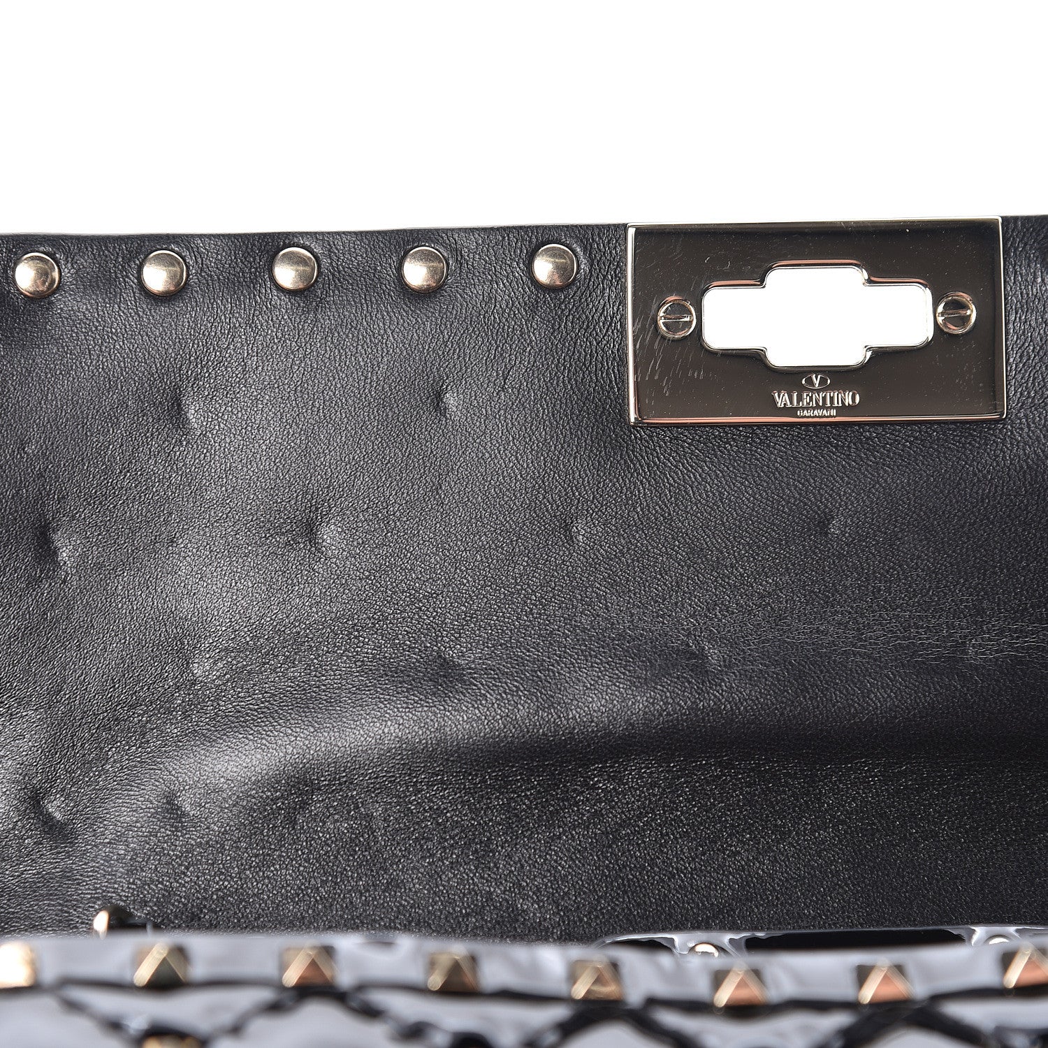 Valentino Garavani Patent Rockstud Spike Wallet on Chain Black 10 of 11