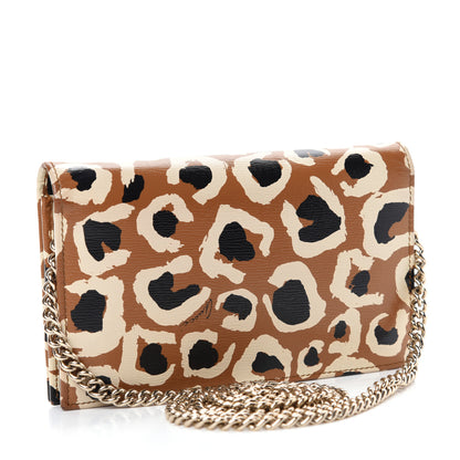 Gucci Patent Leopard Print Betty Chain Wallet Tobacco Black 3 of 11