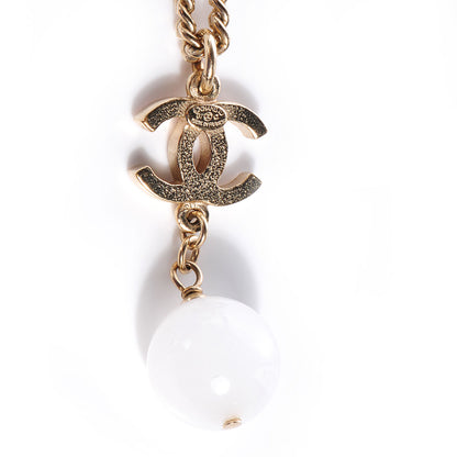 Chanel CC Enamel Pearl Drop Necklace Pink 3 of 5