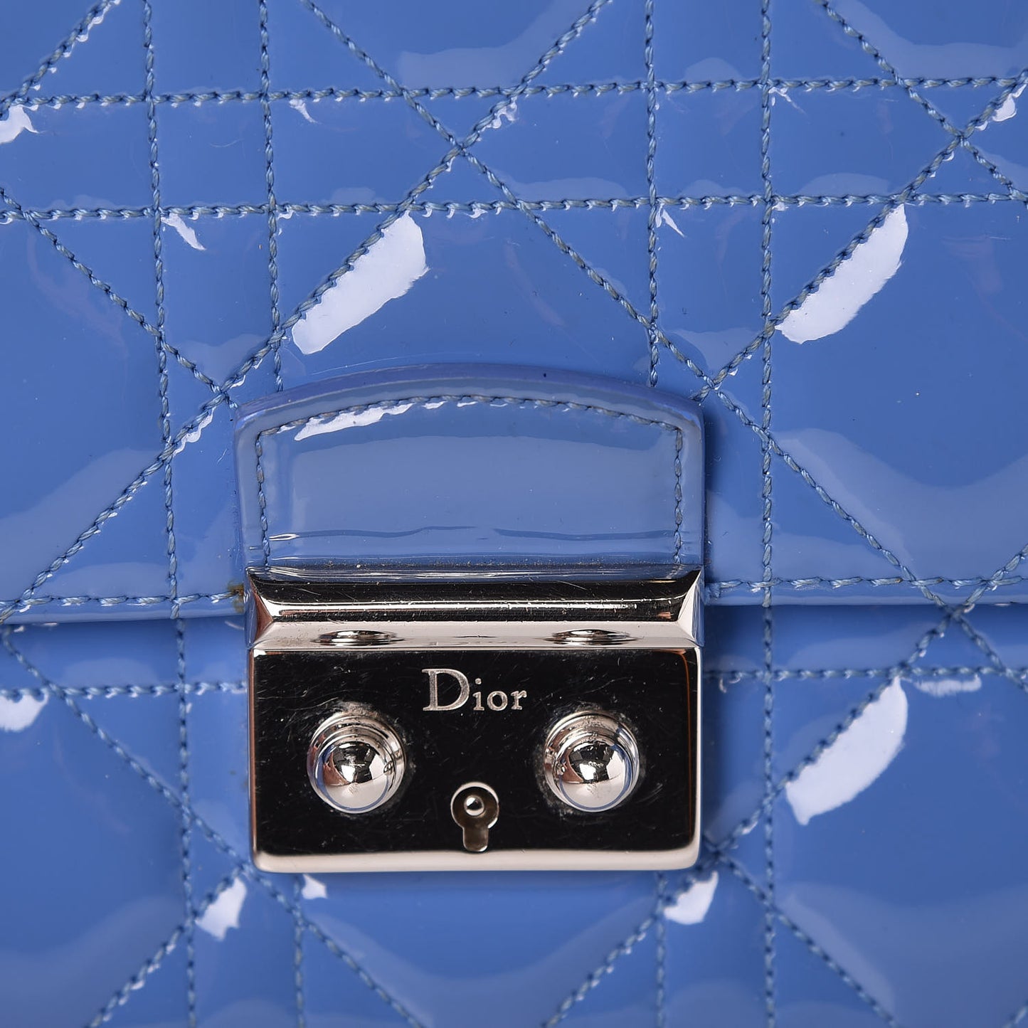 Patent Cannage Miss Dior Promenade Pouch Blue