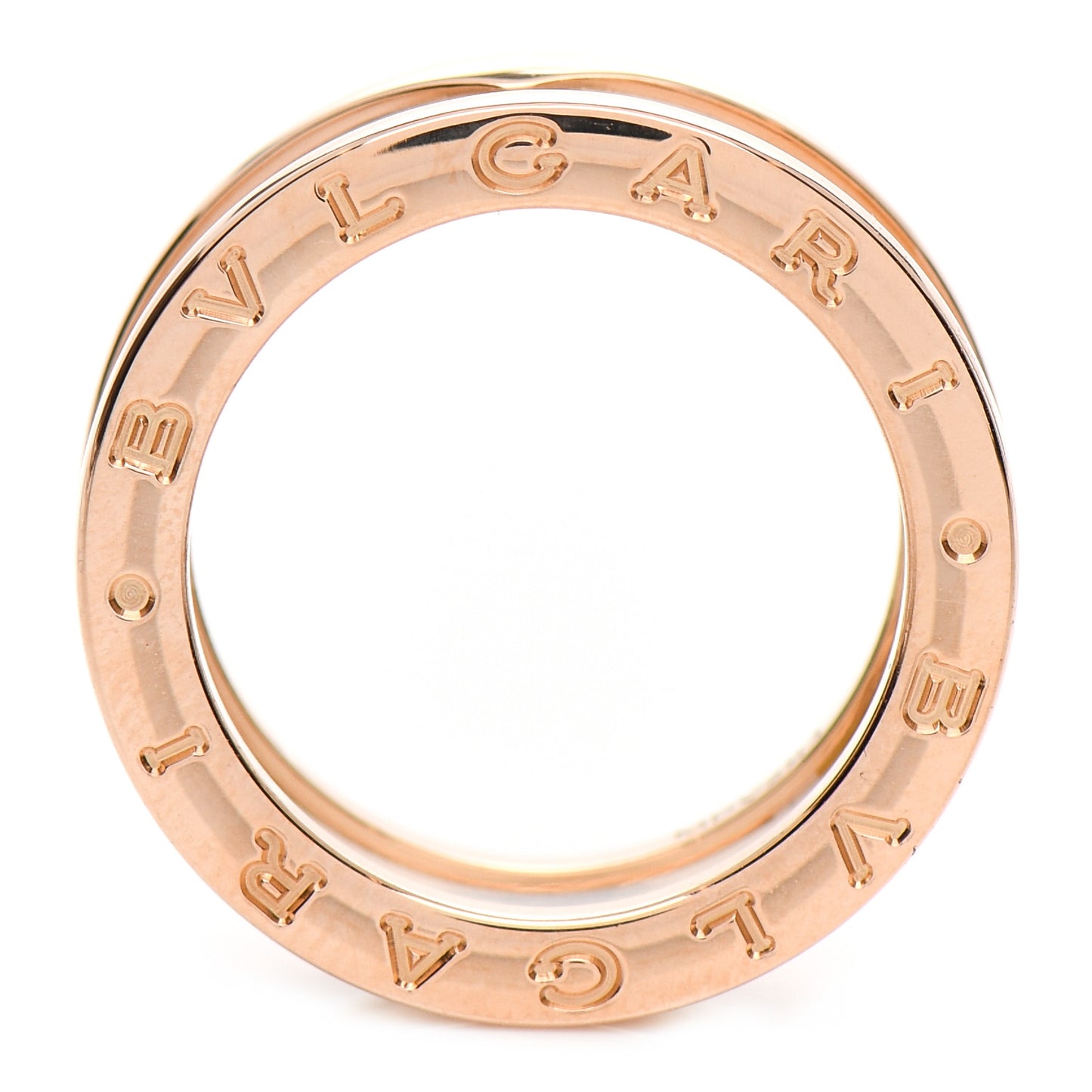 18K Rose Gold White Ceramic B.Zero1 Two-Band Ring 53 6.25
