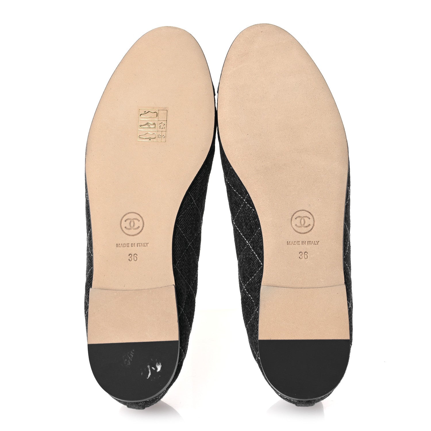 Chanel Washed Denim Quilted Cap Toe CC Ballerina Flats 36 Blue 7 of 11