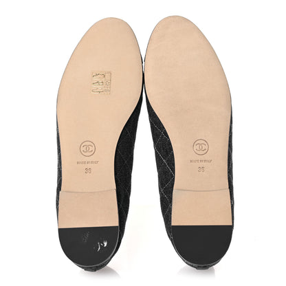 Chanel Washed Denim Quilted Cap Toe CC Ballerina Flats 36 Blue 7 of 11