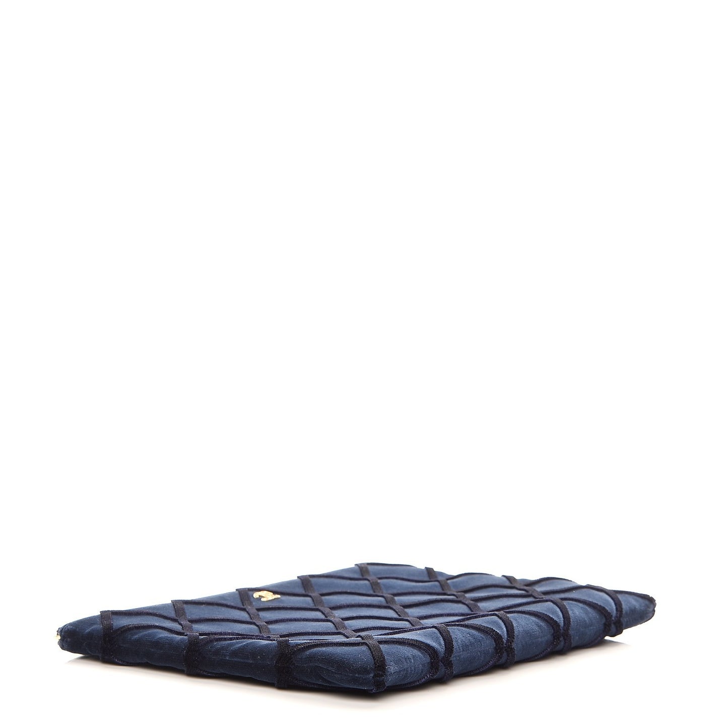 Velvet Quilted Large Cosmetic Case Navy