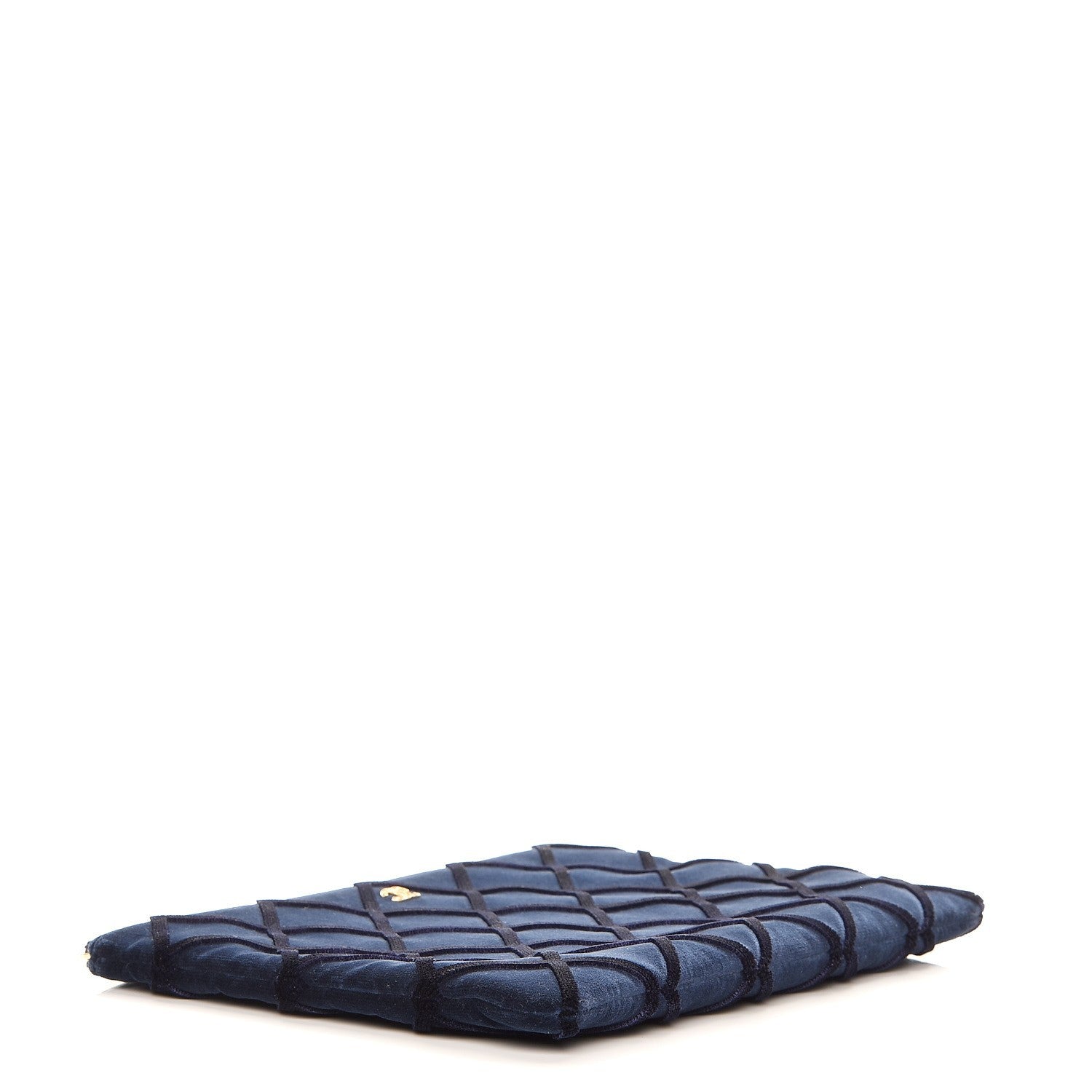 Chanel Velvet Quilted Large Cosmetic Case Navy 4 of 8