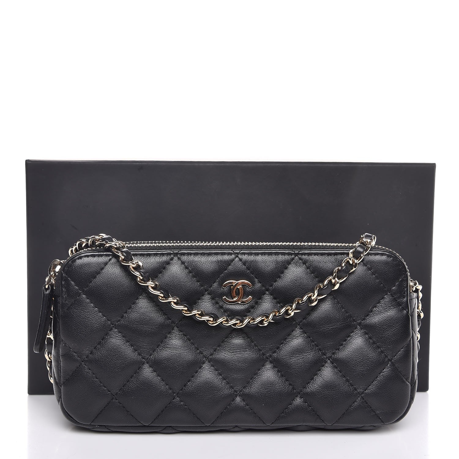 Chanel Lambskin Quilted Small Clutch With Chain Black 11 of 11