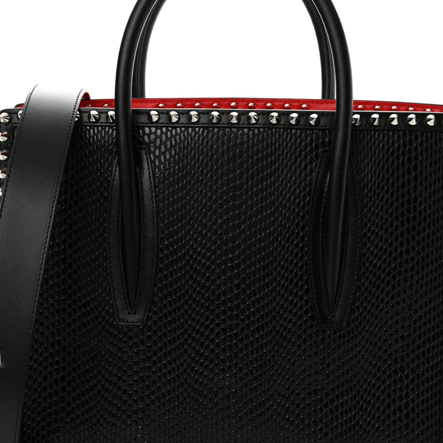 Jurassic Calfskin Patent Studded Medium Paloma Black