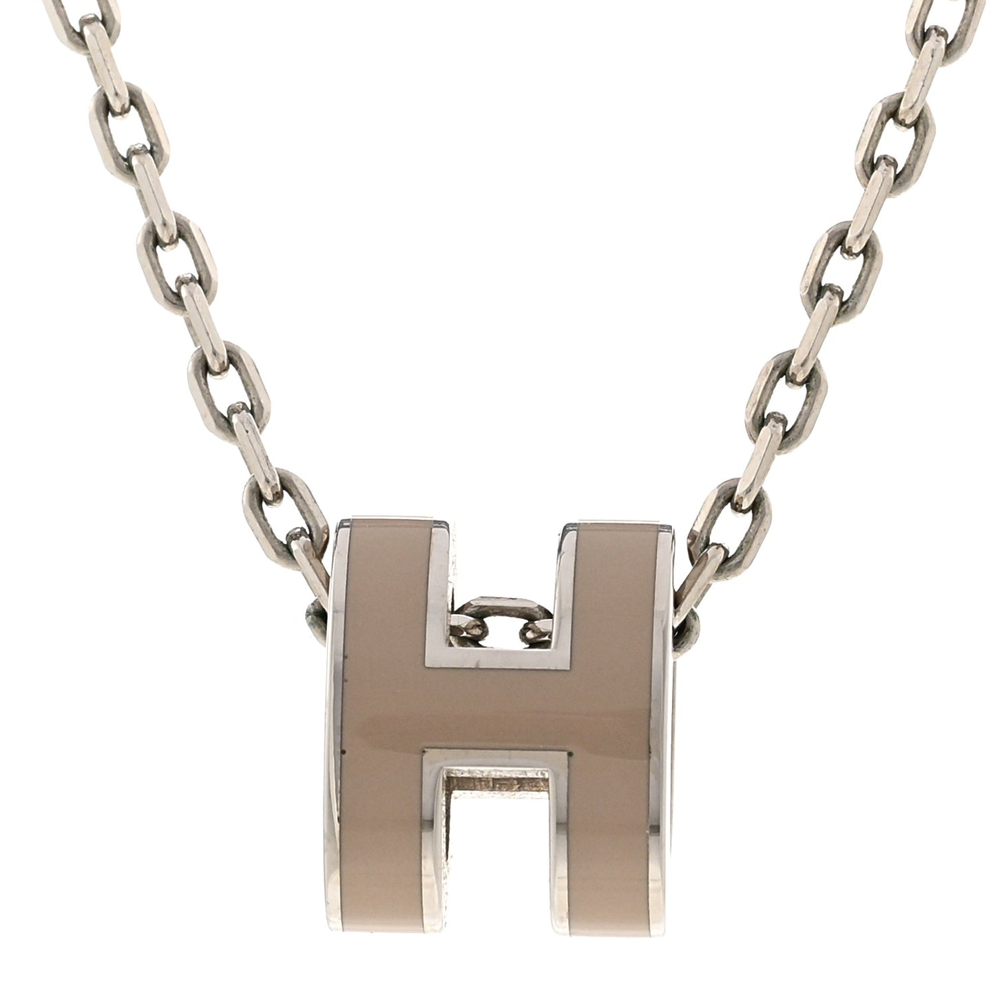 Palladium Mini Pop H Pendant Necklace Marron Glace