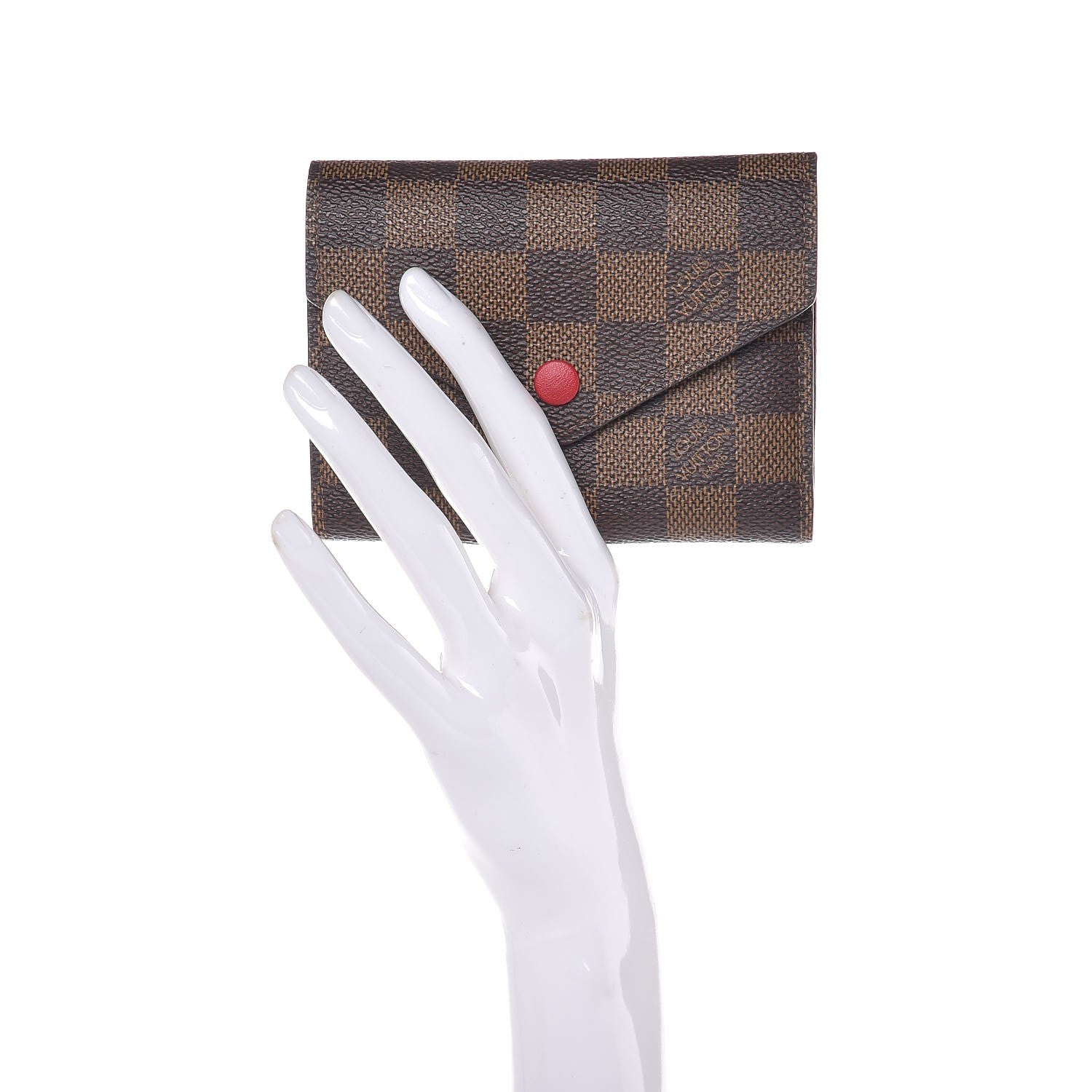 Louis Vuitton Damier Ebene Victorine Wallet Red 2 of 7