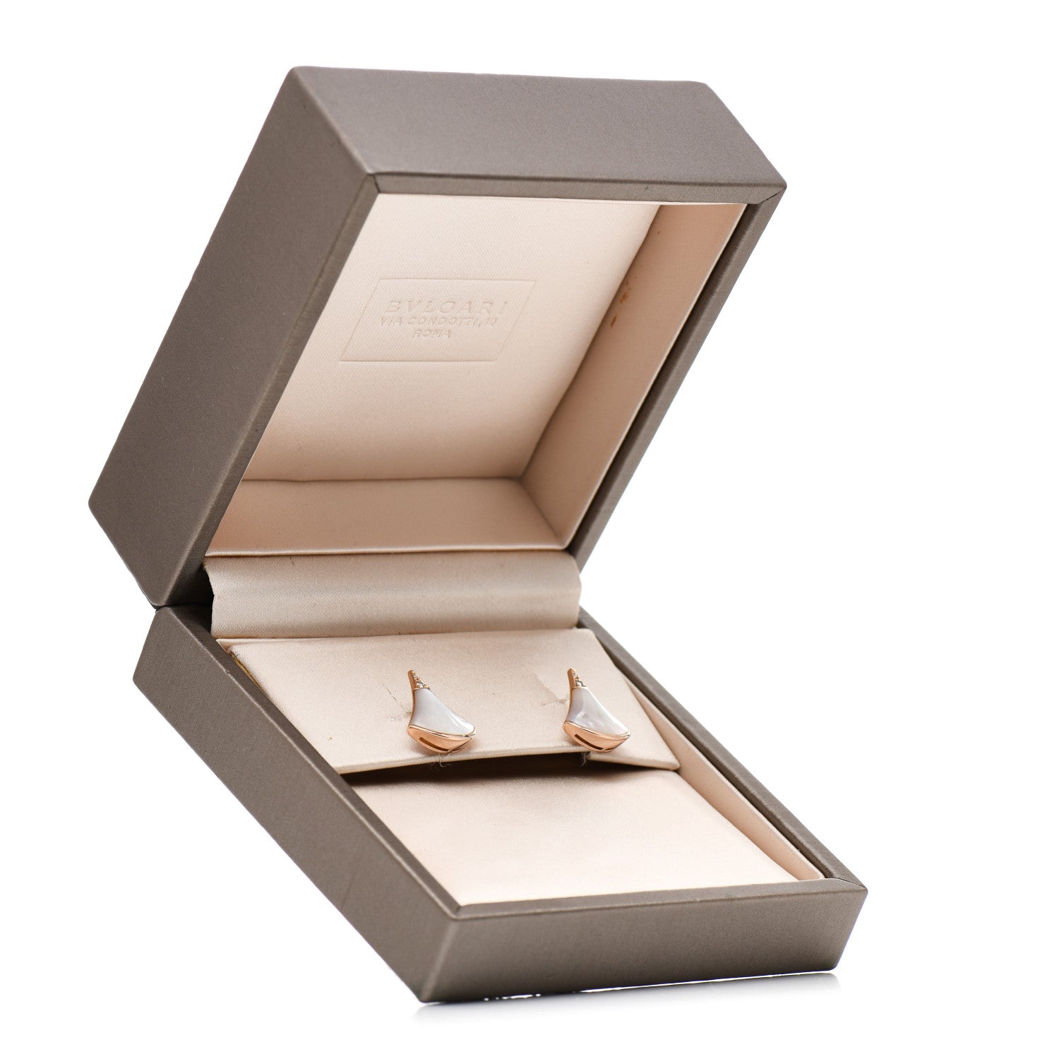 Bulgari 18K Rose Gold Diamond Mother of Pearl Divas' Dream Stud Earrings 5 of 5