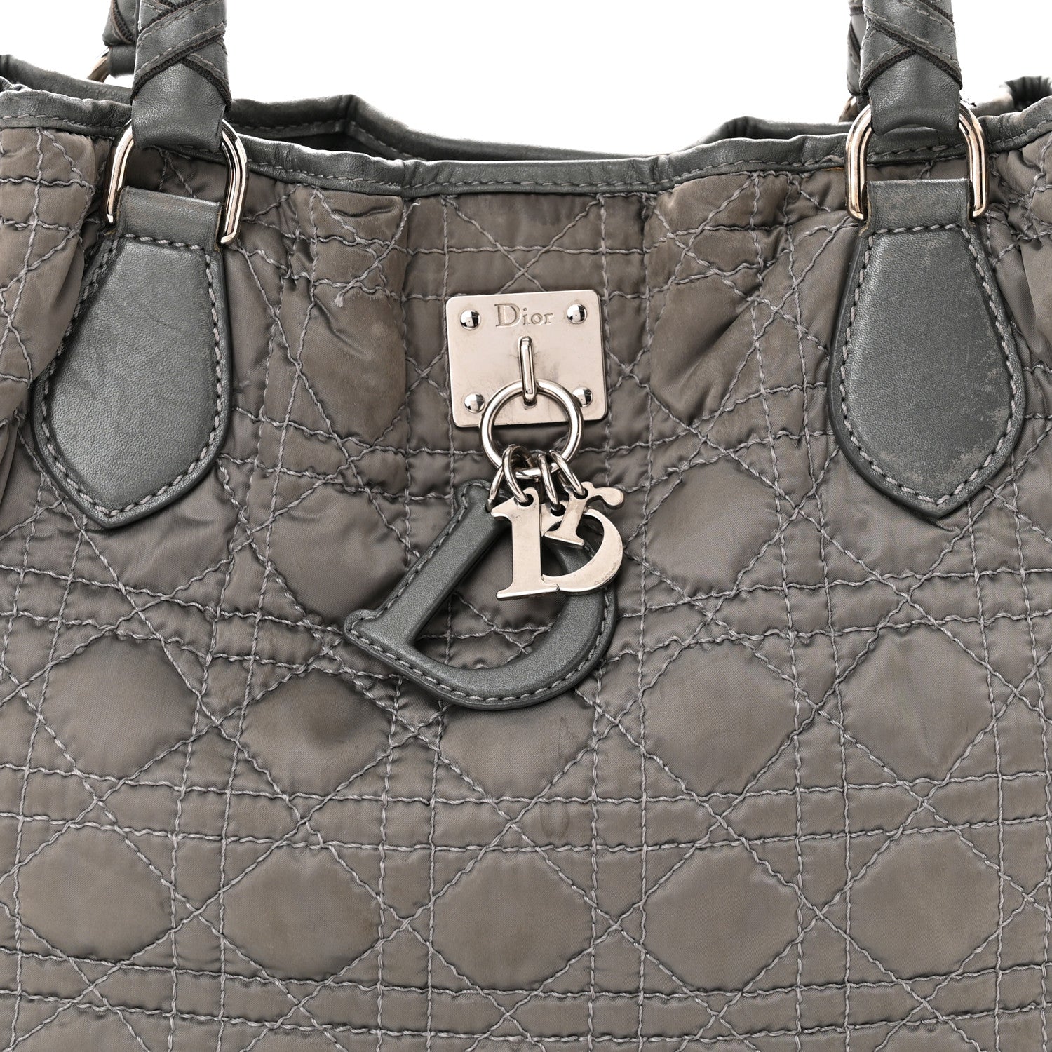 Christian Dior Nylon Cannage Tote Gray 8 of 13
