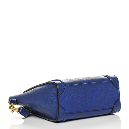 Celine Drummed Calfskin Nano Luggage Indigo 4 of 8
