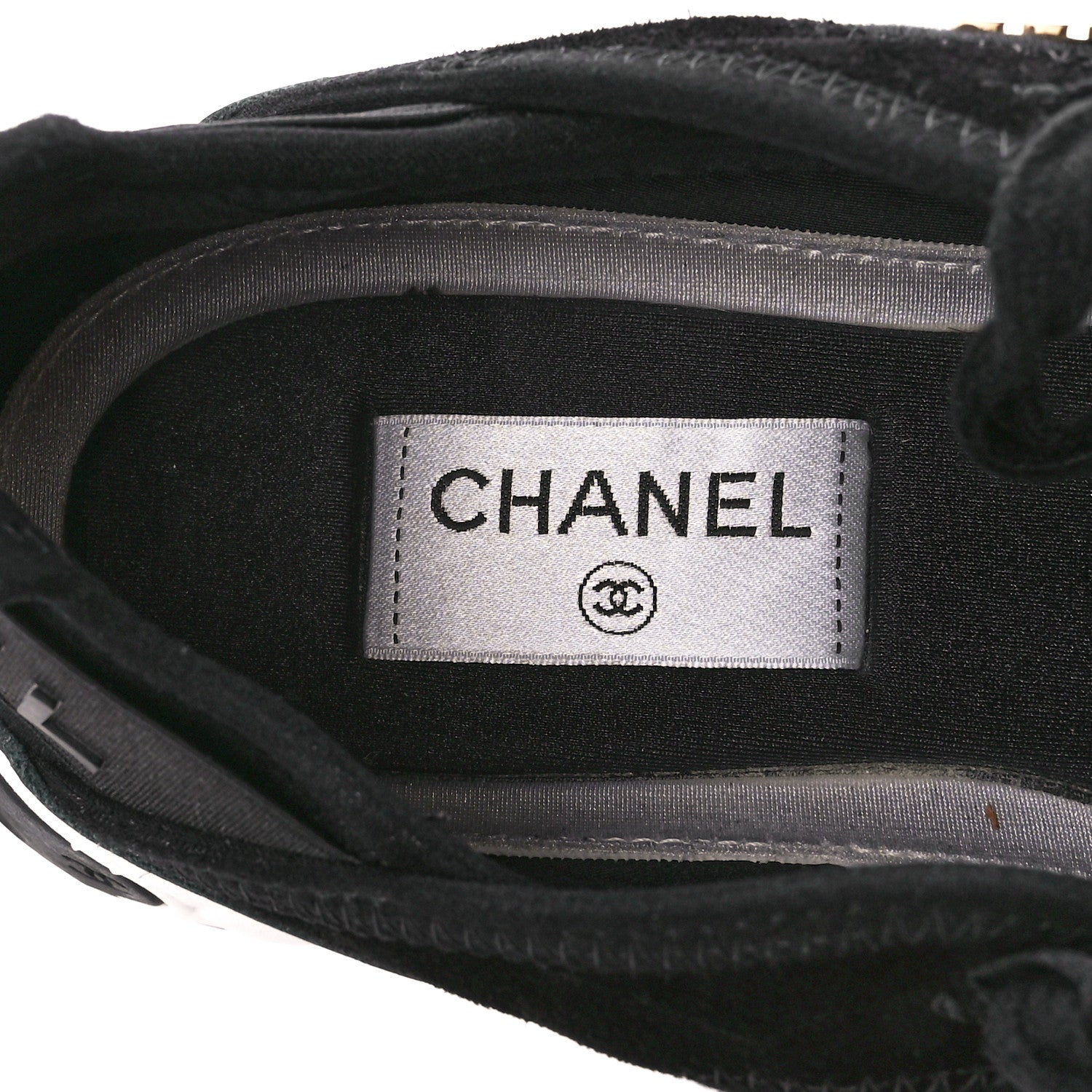Chanel Velvet Calfskin Mixed Fibers CC Sneakers 38.5 Black 7 of 8