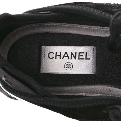 Chanel Velvet Calfskin Mixed Fibers CC Sneakers 38.5 Black 7 of 8