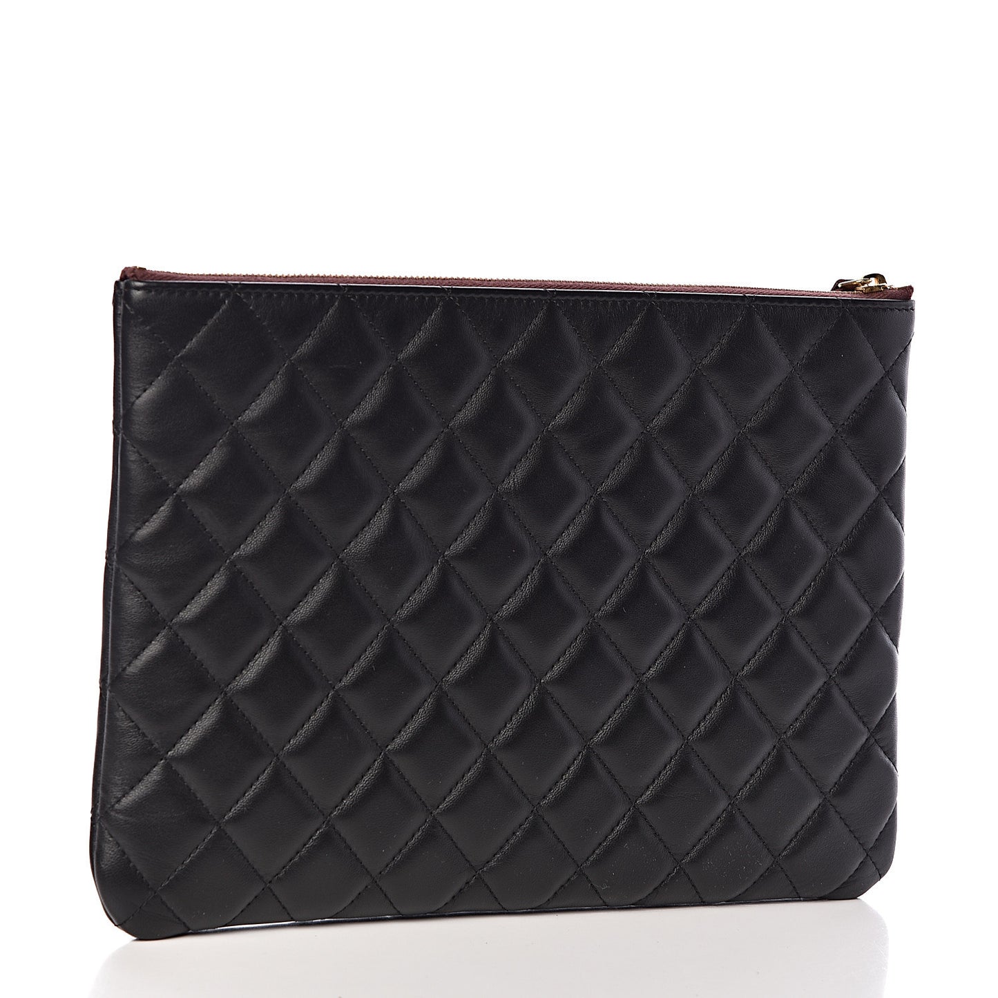 Lambskin Quilted Medium Cosmetic Case Black