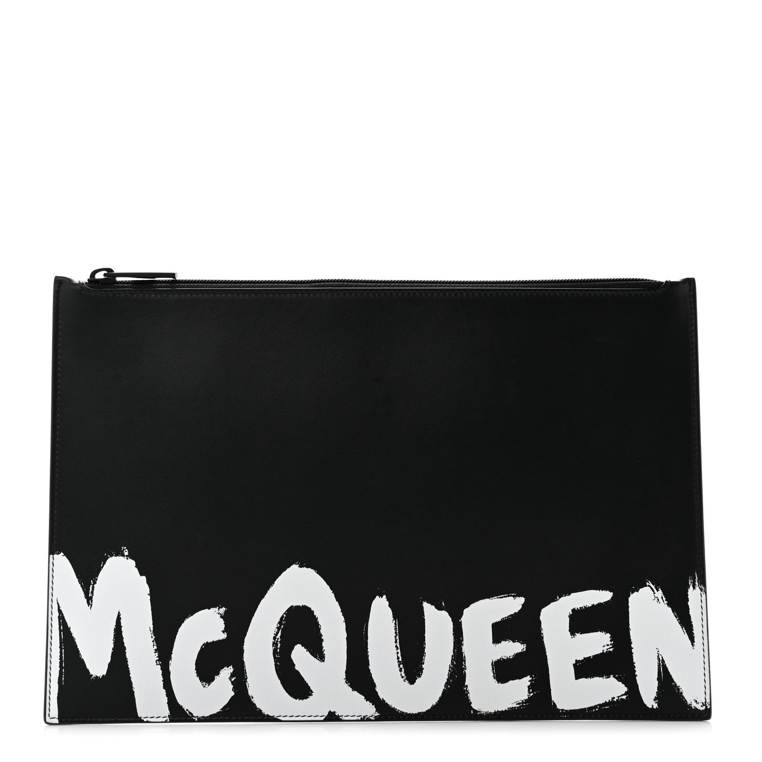 Alexander McQueen Calfskin Graffiti Zip Pouch Black 1 of 6