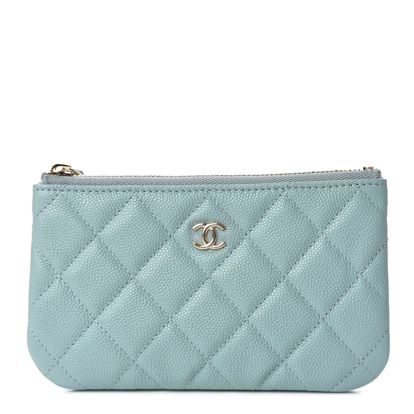 Caviar Quilted Small Cosmetic Case Light Blue