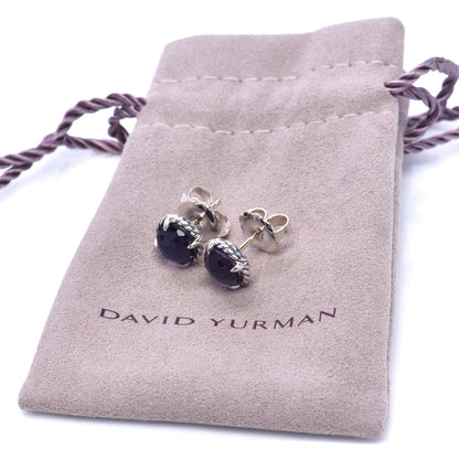 David Yurman Sterling Silver Black Orchid 8mm Chatelaine Earrings 5 of 5
