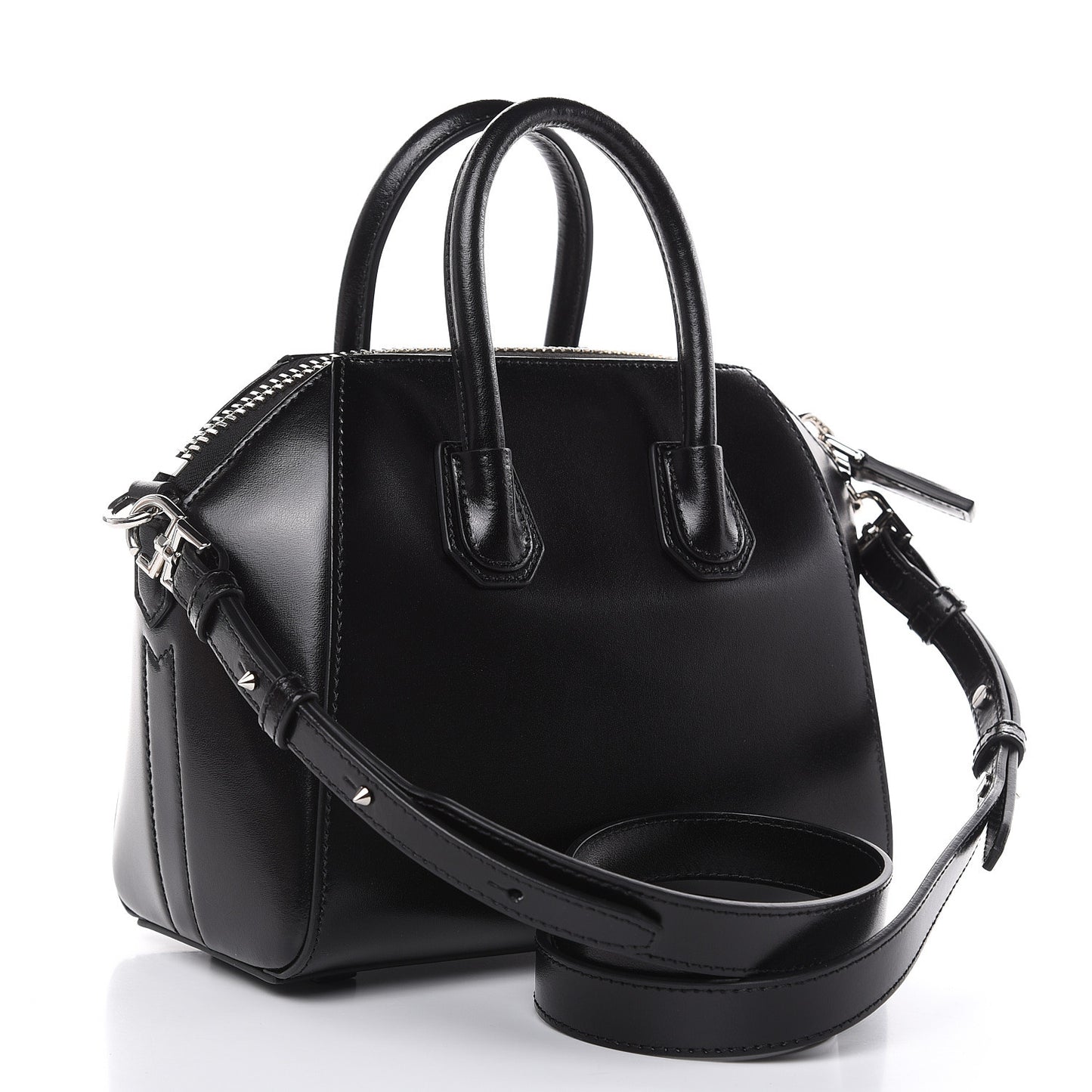 Shiny Lord Calfskin Mini Antigona Black