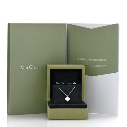 Van Cleef & Arpels 18K Yellow Gold Mother of Pearl Sweet Alhambra Pendant Necklace 5 of 5