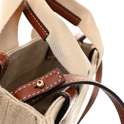 Chloe Linen Calfskin Small Woody Ribbon Tote With Strap White Brown 11 of 11
