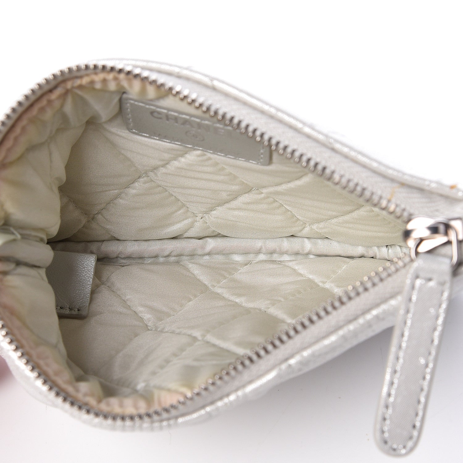 Chanel Metallic Lambskin Star Embossed Coin Purse Case Silver 5 of 10